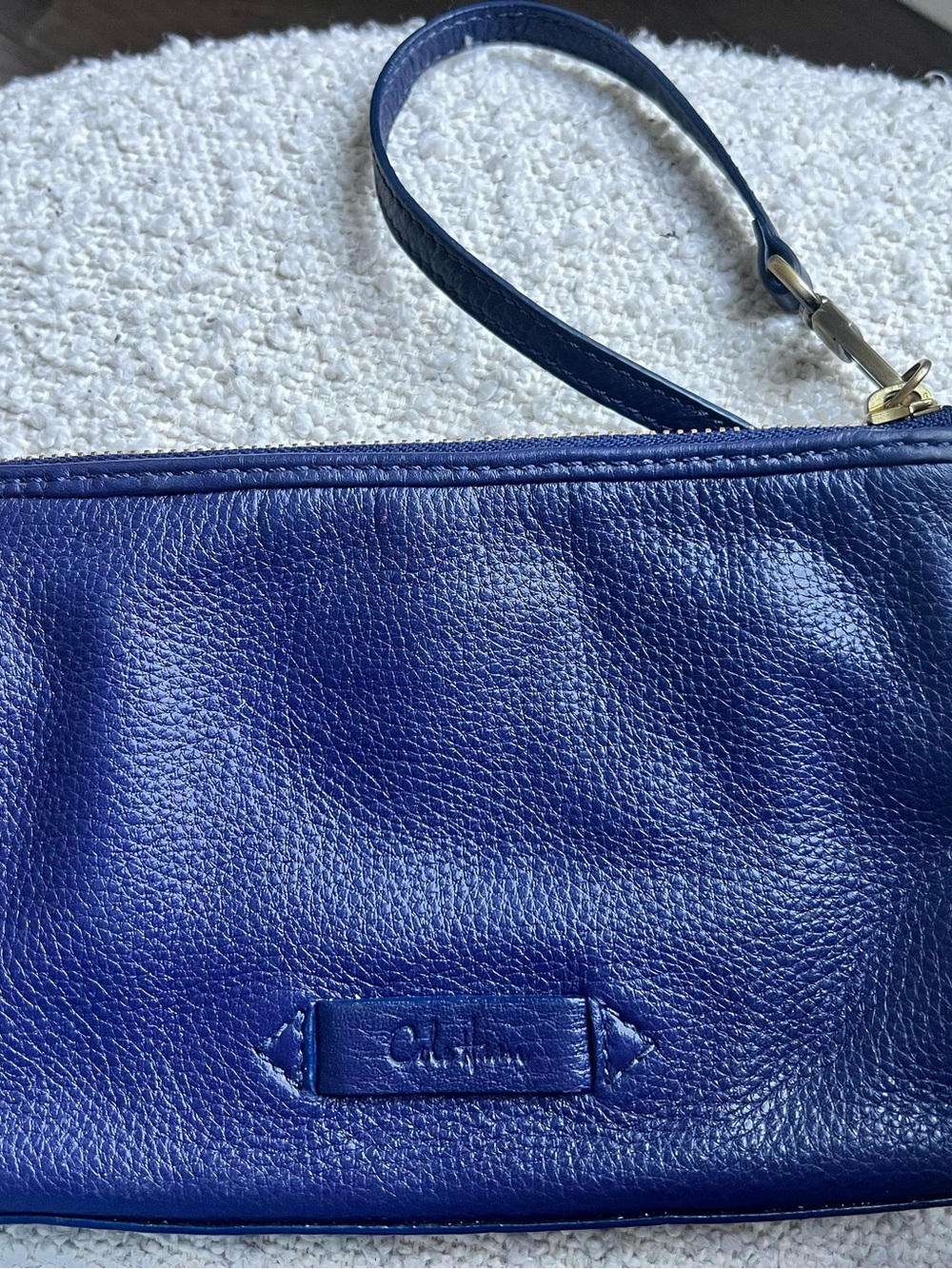 Cole Haan Navy Leather Wristlet Clutch